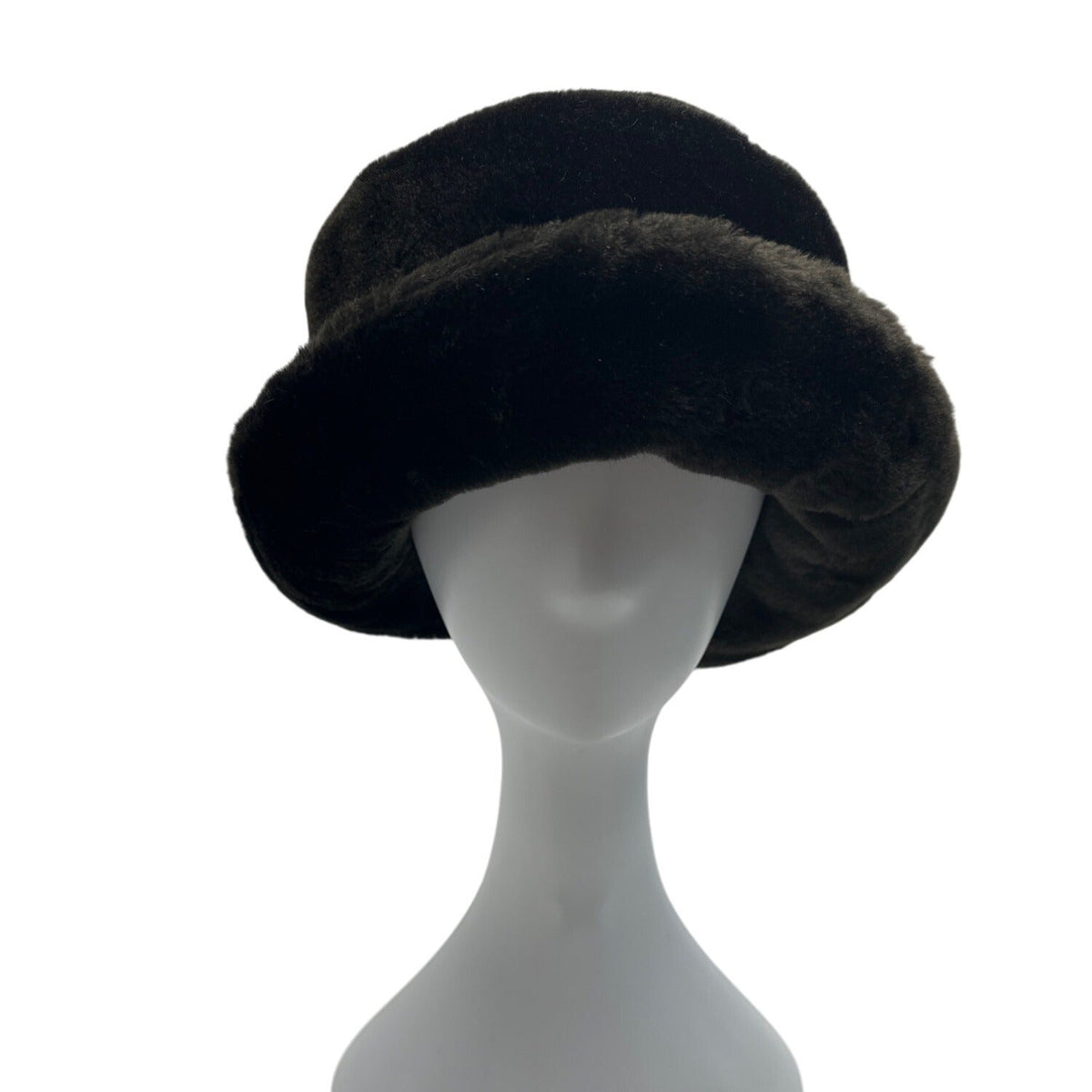 Vintage Black Faux Fur Cloche Hat For Women