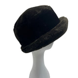 Vintage Black Faux Fur Cloche Hat For Women