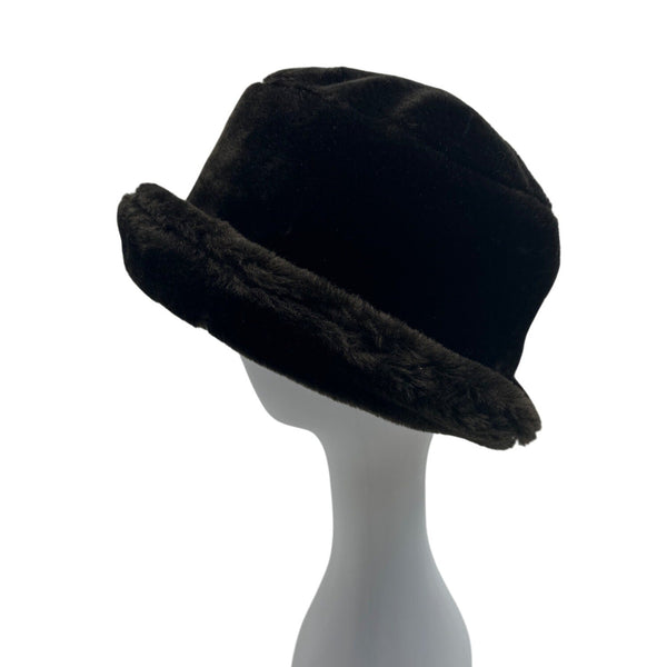 Vintage Black Faux Fur Cloche Hat For Women