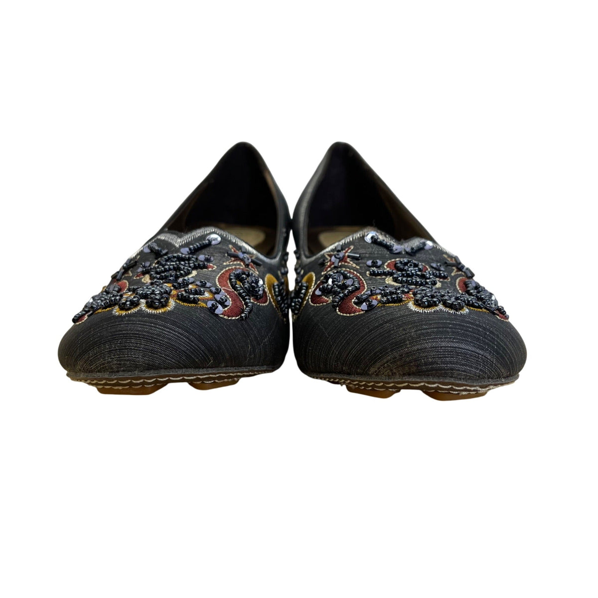 Rebels Women’s Grey Beaded Embroidered Katmandu Kitten Heel Shoes Size 7.5