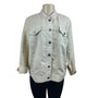 Carole Little Women's Ivory Linen Collarless Long Sleeve Shirt Sz XL