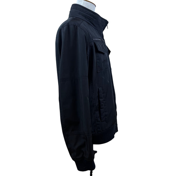 Tommy Hilfiger Mens Black Jacket With Zip Pockets Concealed Hood Size XL
