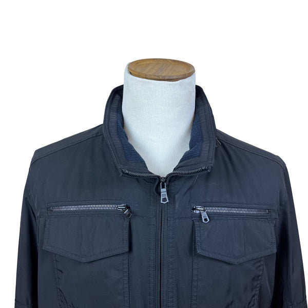 Tommy Hilfiger Mens Black Jacket With Zip Pockets Concealed Hood Size XL