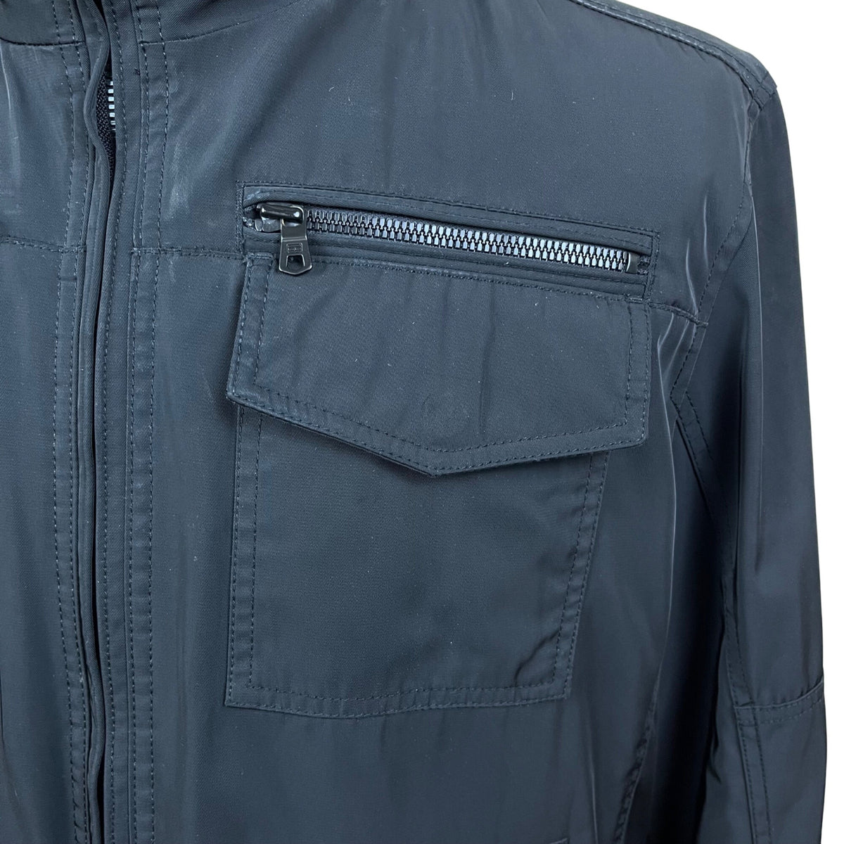 Tommy Hilfiger Mens Black Jacket With Zip Pockets Concealed Hood Size XL