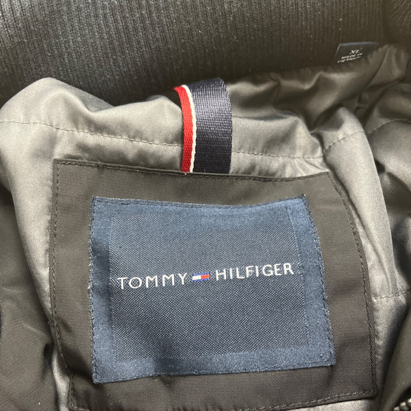 Tommy Hilfiger Mens Black Jacket With Zip Pockets Concealed Hood Size XL