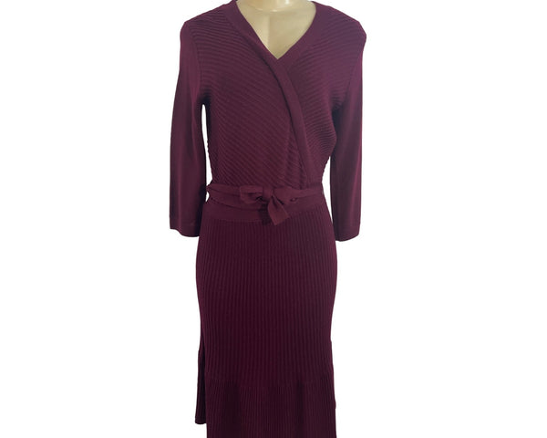 Kate Spade Women's Purple V Neck Long Sleeve Wrap Dress Sz S - NWT