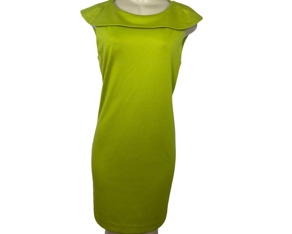 Premier Lime Green Sleeveless Sheath Dress W/ Collar Detail Size 6