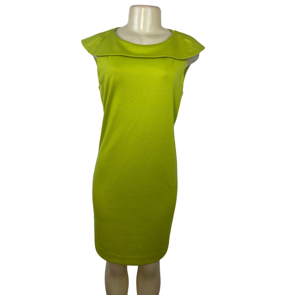 Premier Lime Green Sleeveless Sheath Dress W/ Collar Detail Size 6