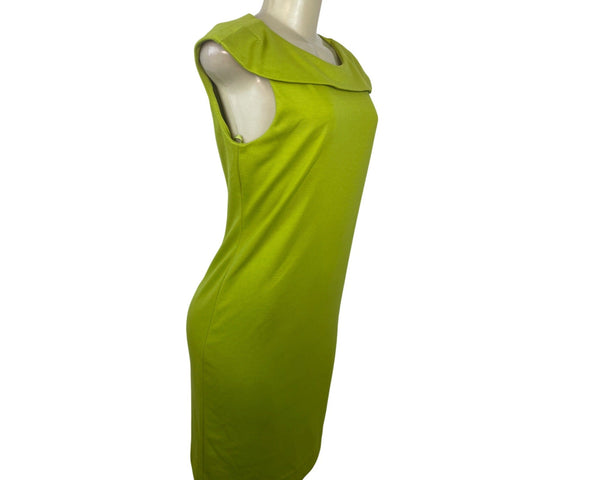 Premier Lime Green Sleeveless Sheath Dress W/ Collar Detail Size 6
