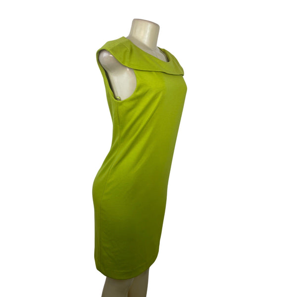 Premier Lime Green Sleeveless Sheath Dress W/ Collar Detail Size 6