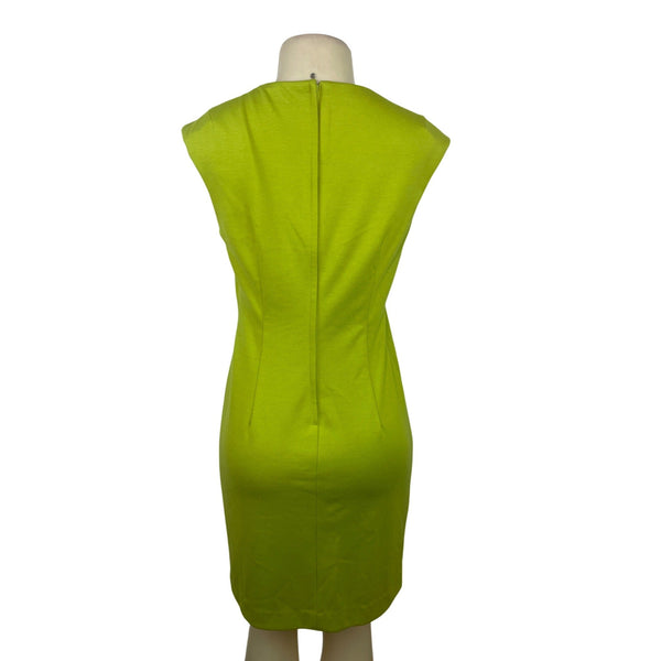 Premier Lime Green Sleeveless Sheath Dress W/ Collar Detail Size 6