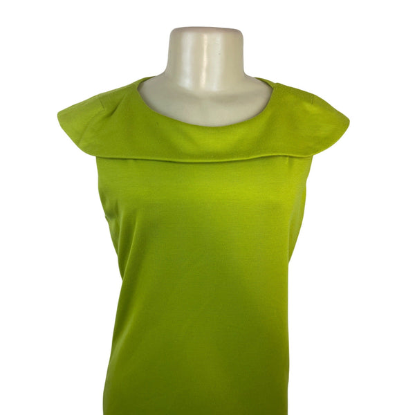 Premier Lime Green Sleeveless Sheath Dress W/ Collar Detail Size 6