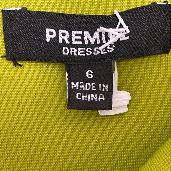 Premier Lime Green Sleeveless Sheath Dress W/ Collar Detail Size 6