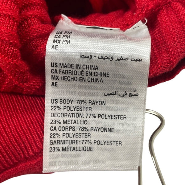 JM Collection Women's Red Ribbed Sweater With Gold Sequin Stripes Sz PM - New