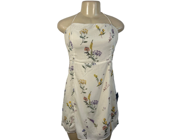 Lulus Women's Beige Summer Flower Print Slip Short Dress Sz L - New
