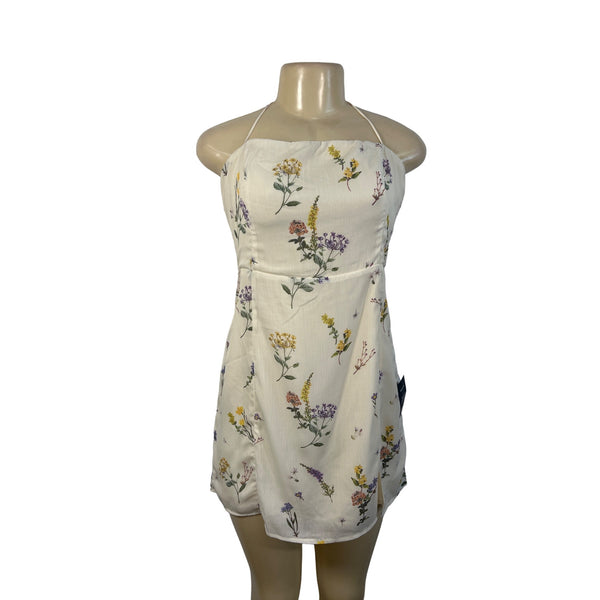 Lulus Women's Beige Summer Flower Print Slip Short Dress Sz L - New