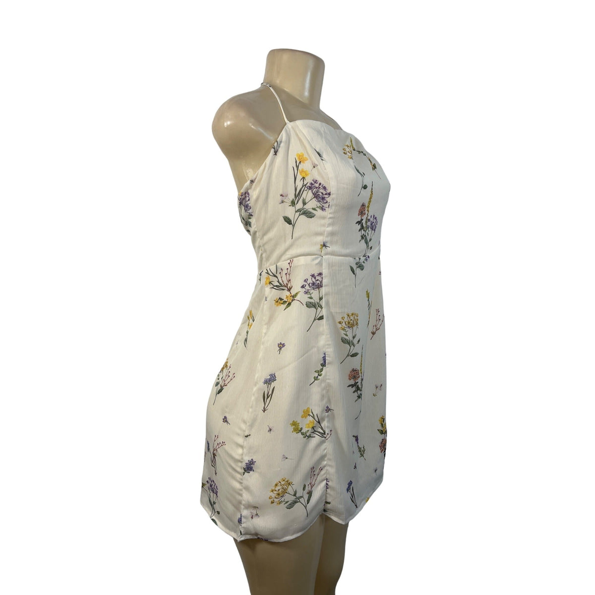 Lulus Women's Beige Summer Flower Print Slip Short Dress Sz L - New