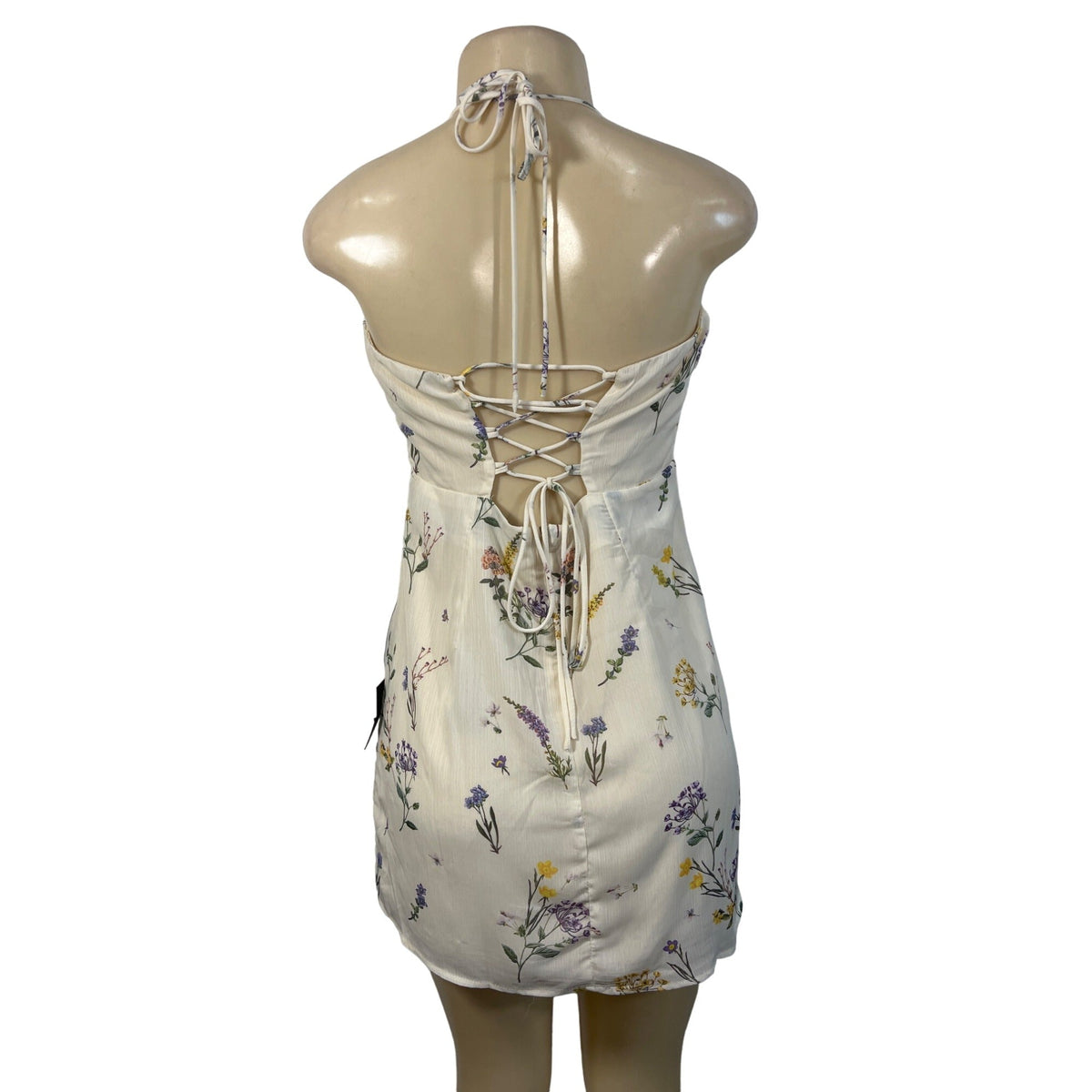 Lulus Women's Beige Summer Flower Print Slip Short Dress Sz L - New