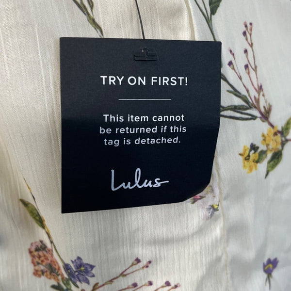 Lulus Women's Beige Summer Flower Print Slip Short Dress Sz L - New