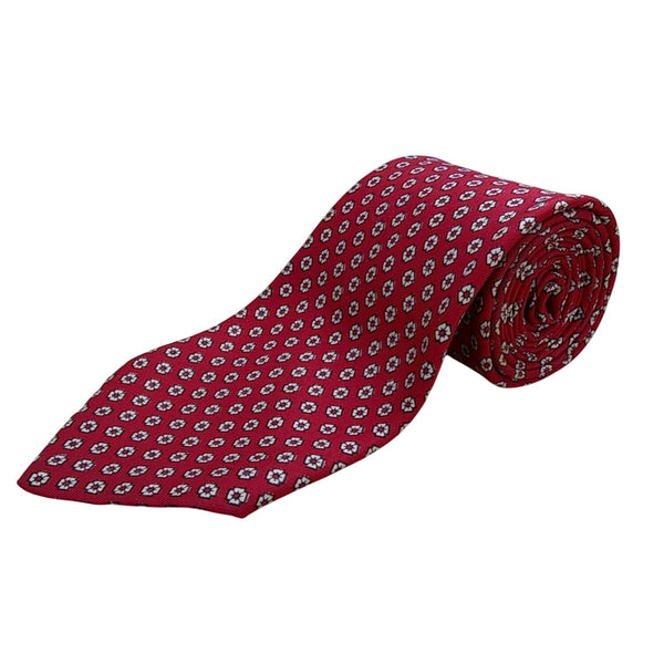 Vintage Brooks Brothers Mens Red Silk Patterned Tie Made In England 57" Length