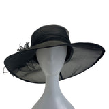 Wide Brim Women's Black Floral Fascinator Lace Felt Derby Hat