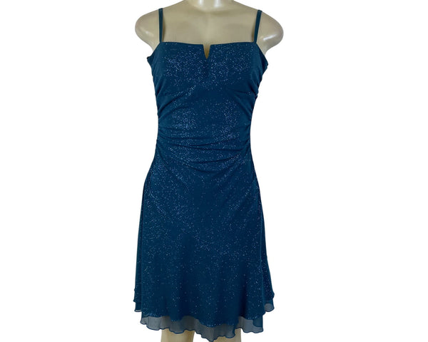 City Triangles Women’s Teal Glitter Backless Cocktail Dress Size L