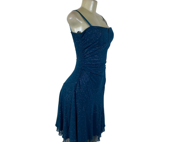 City Triangles Women’s Teal Glitter Backless Cocktail Dress Size L