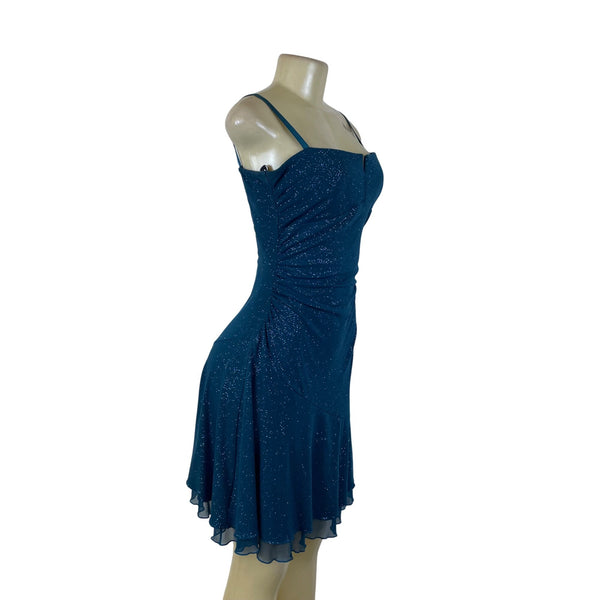 City Triangles Women’s Teal Glitter Backless Cocktail Dress Size L
