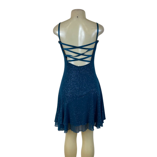 City Triangles Women’s Teal Glitter Backless Cocktail Dress Size L