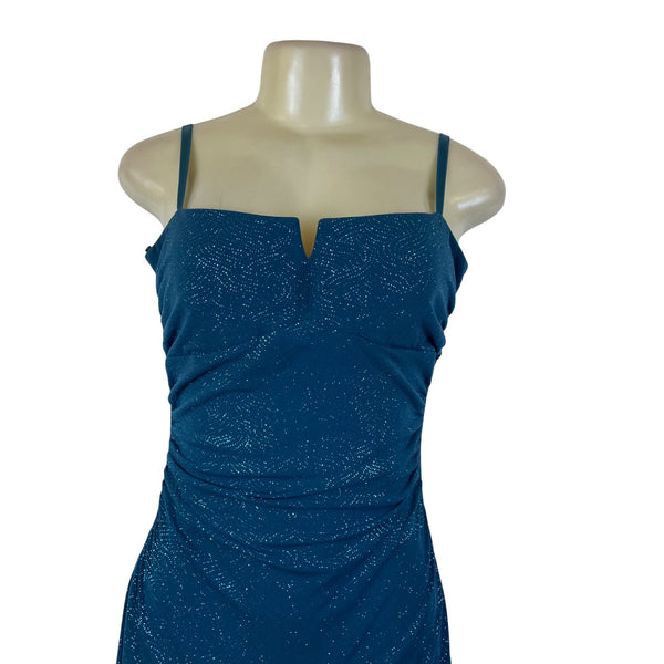 City Triangles Women’s Teal Glitter Backless Cocktail Dress Size L