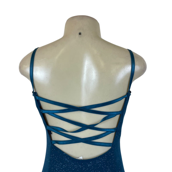 City Triangles Women’s Teal Glitter Backless Cocktail Dress Size L
