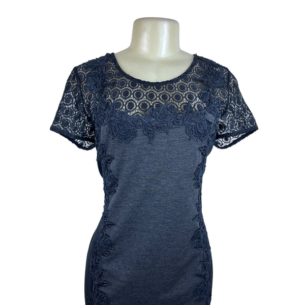41 Hawthorn Women’s Elegant Black Lace Short Sleeve Dress Chic Design Sz L - New