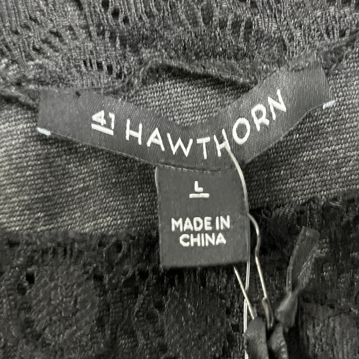 41 Hawthorn Women’s Elegant Black Lace Short Sleeve Dress Chic Design Sz L - New