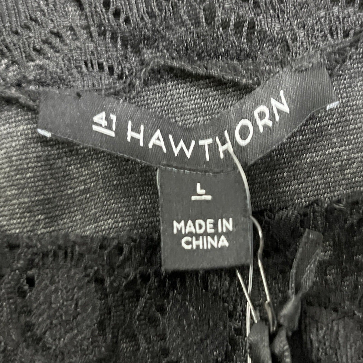 41 Hawthorn Women’s Elegant Black Lace Short Sleeve Dress Chic Design Sz L - New