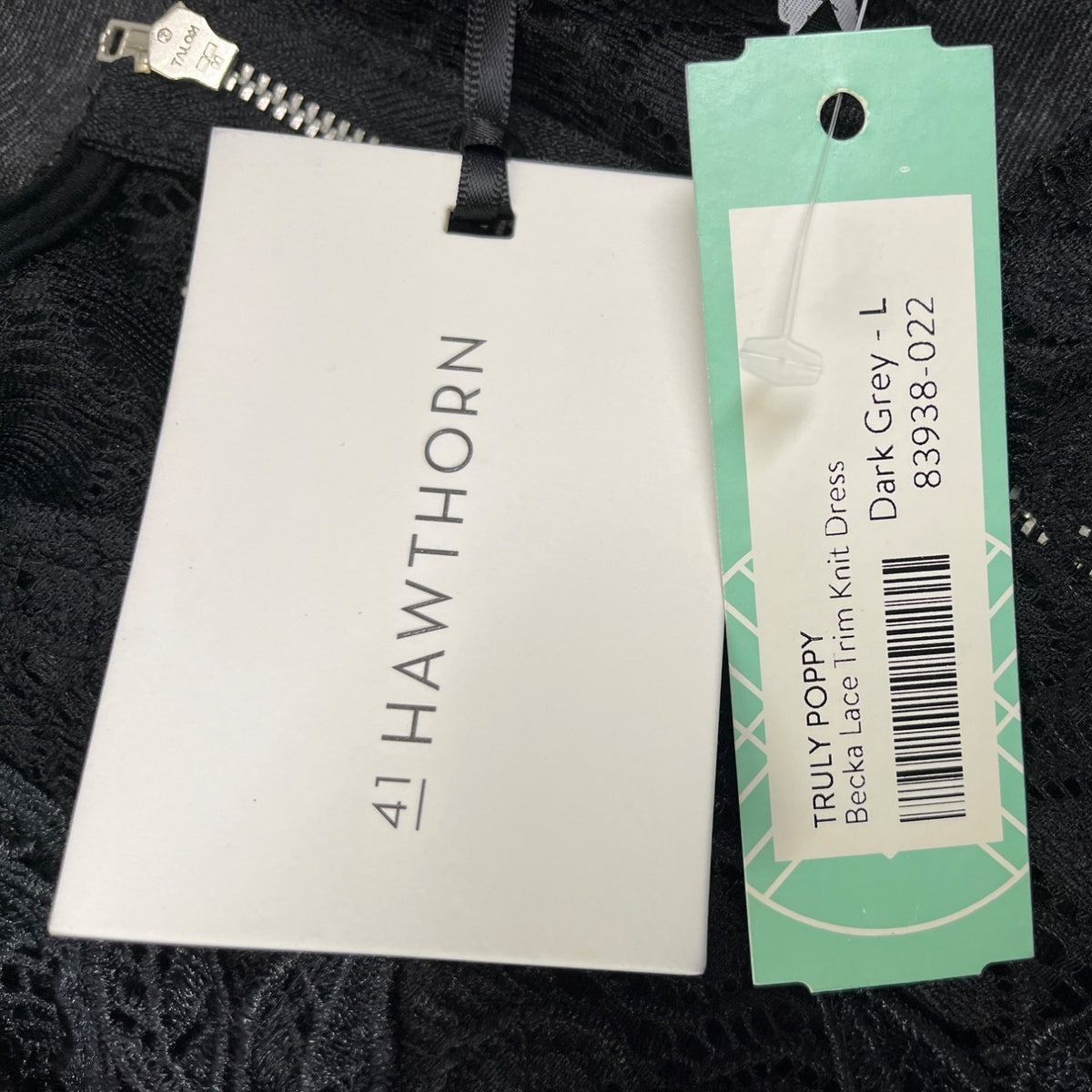 41 Hawthorn Women’s Elegant Black Lace Short Sleeve Dress Chic Design Sz L - New