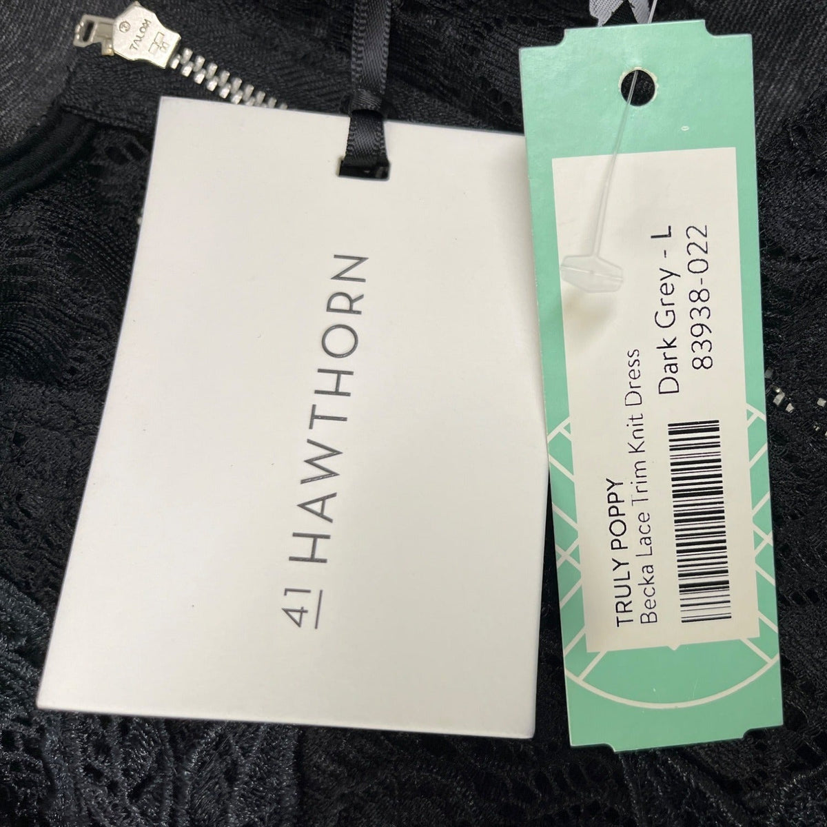 41 Hawthorn Women’s Elegant Black Lace Short Sleeve Dress Chic Design Sz L - New