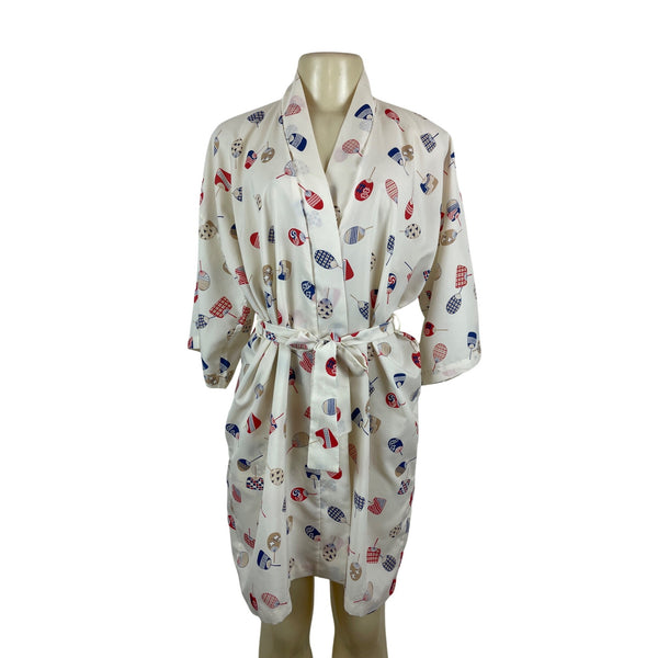 Kerry Dawn Japanese-Inspired Kimono Robe With Fan Print Multi-Color One Size