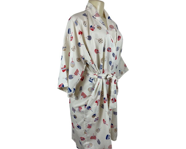Kerry Dawn Japanese-Inspired Kimono Robe With Fan Print Multi-Color One Size