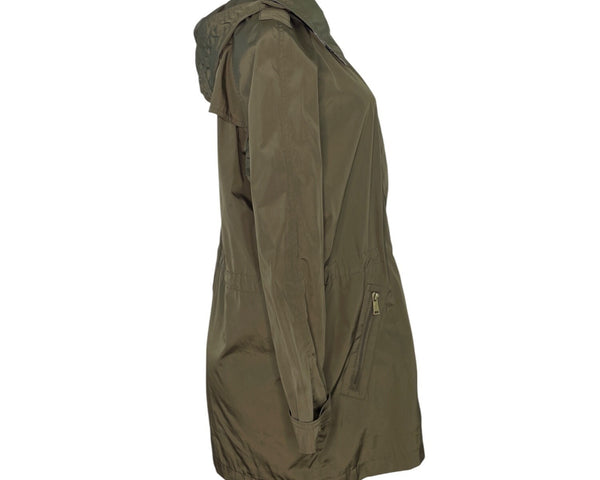 Nautica Womens Olive Green Hooded Rain Jacket Sz M