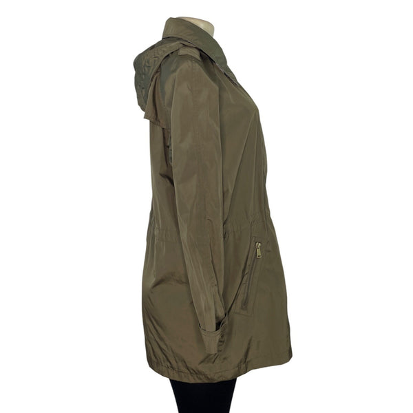 Nautica Womens Olive Green Hooded Rain Jacket Sz M