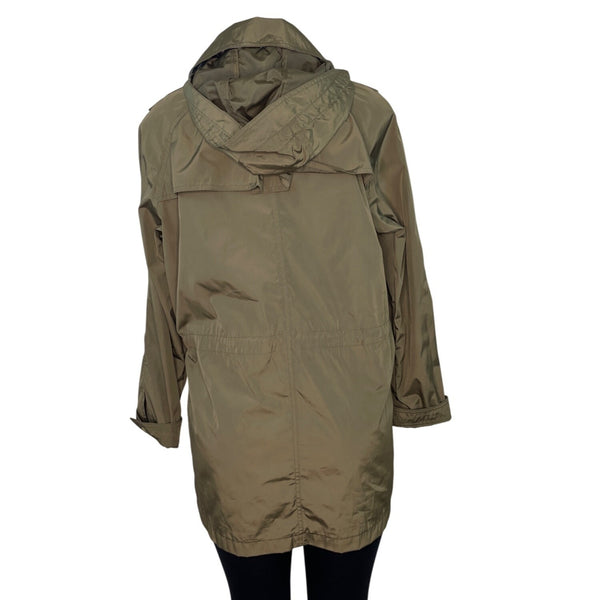 Nautica Womens Olive Green Hooded Rain Jacket Sz M