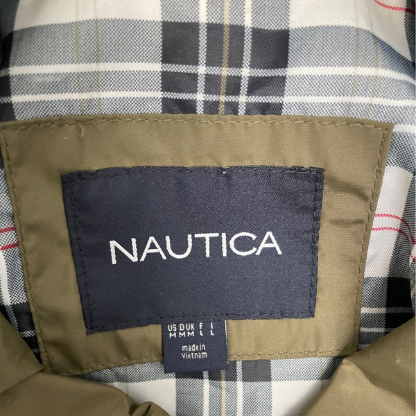 Nautica Womens Olive Green Hooded Rain Jacket Sz M