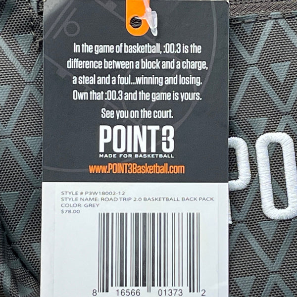 Point 3 Grey With Mesh & Ball Compartment Road Trip 2.0 Basketball Backpack