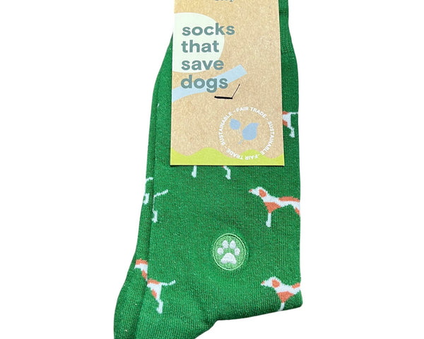 Conscious Step Unisex Green Organic Cotton Socks Save Dogs Small Fair Trade