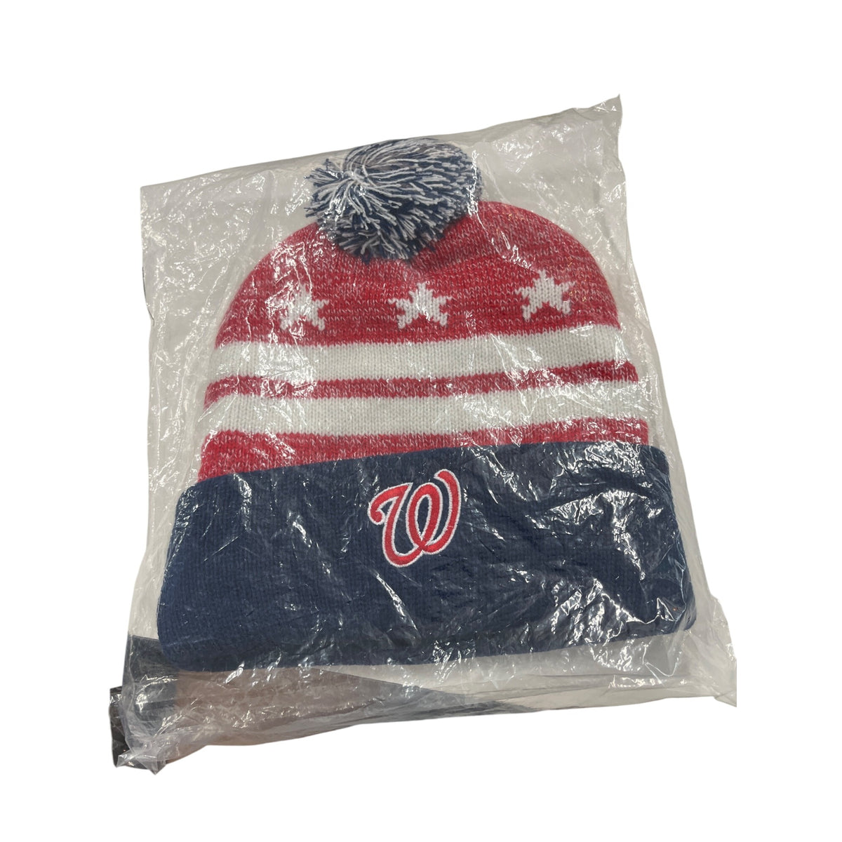 Washington Nationals Blue/Red Knit Beanie Hat Stars Pom Coca-Cola Logo OS