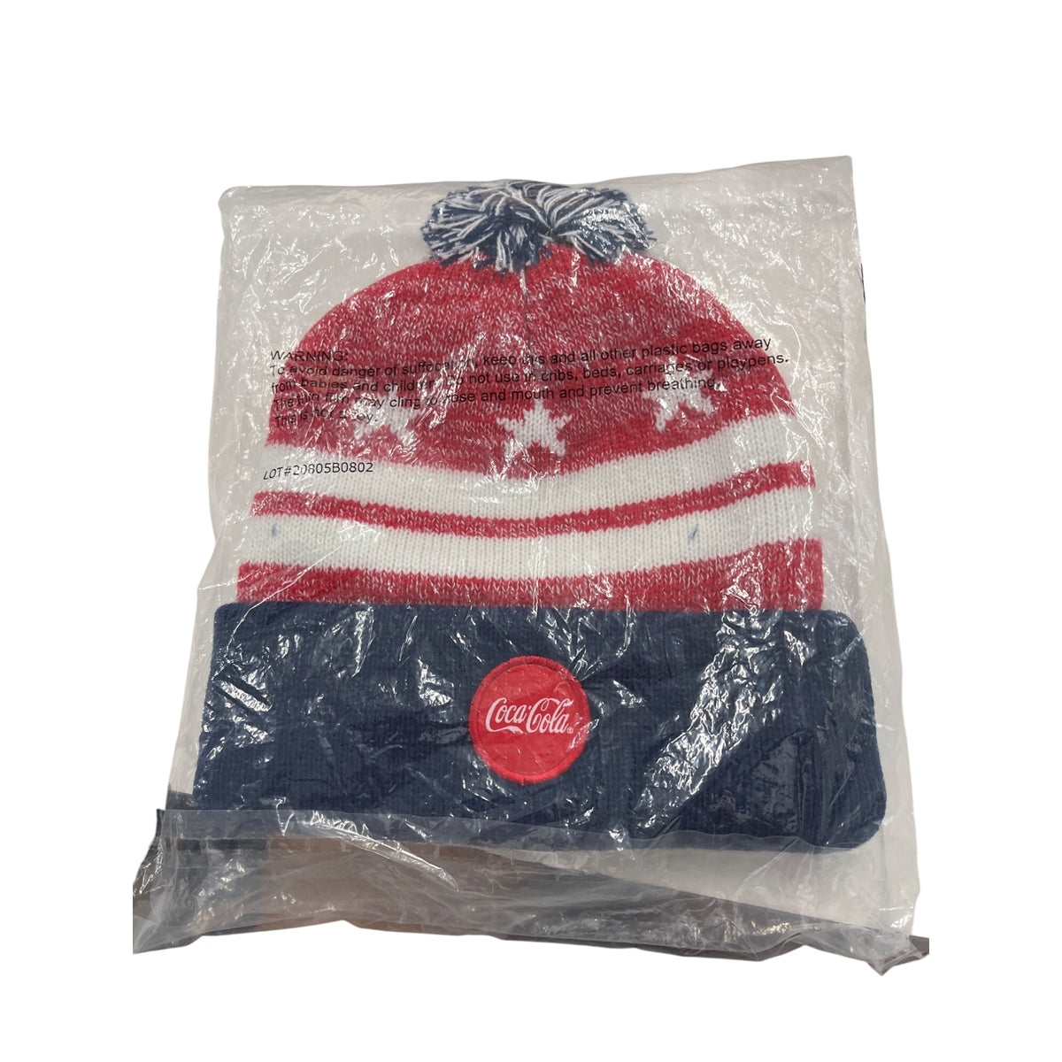 Washington Nationals Blue/Red Knit Beanie Hat Stars Pom Coca-Cola Logo OS
