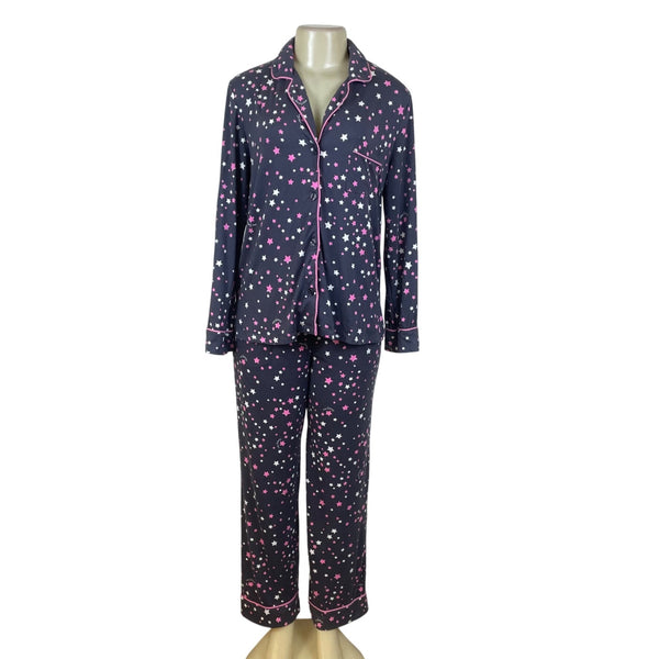 Simply Vera Women’s Navy Star Print Two-Piece Button-Down Pajama Set Sz S - New