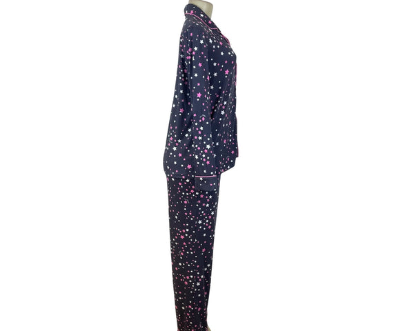 Simply Vera Women’s Navy Star Print Two-Piece Button-Down Pajama Set Sz S - New