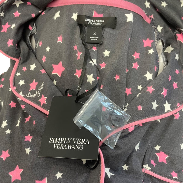 Simply Vera Women’s Navy Star Print Two-Piece Button-Down Pajama Set Sz S - New