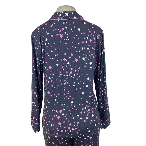 Simply Vera Women’s Navy Star Print Two-Piece Button-Down Pajama Set Sz S - New